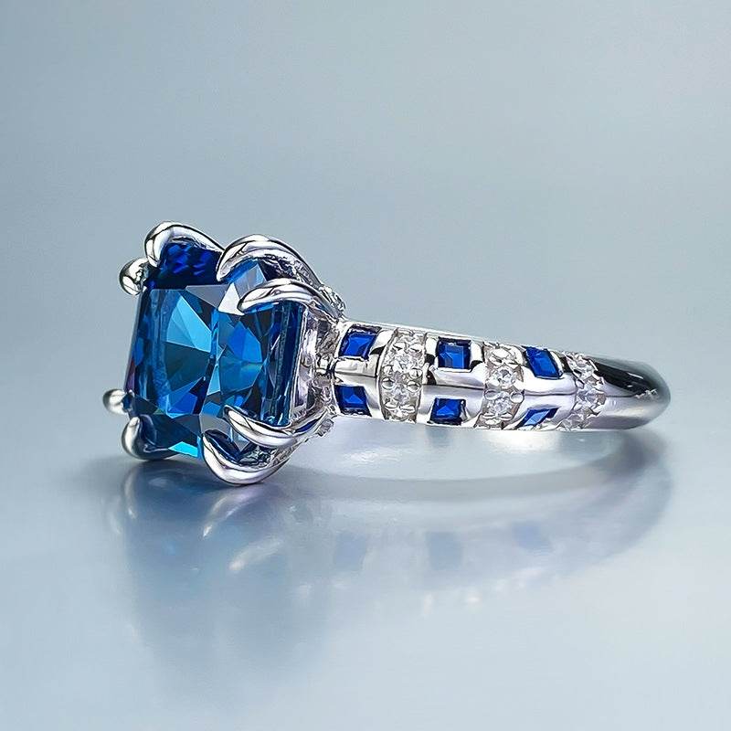 Emerald cut CZ diamond ring s925 silver heart-shaped 5-carat engagement ring