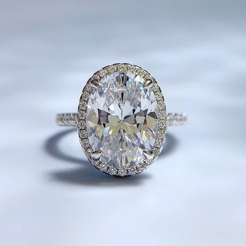 S925 silver high carbon diamond aquamarine ring luxury 8A zircon radiant gemstone ring
