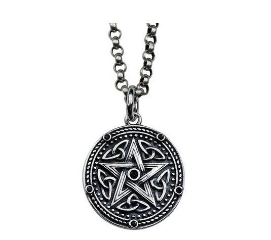Men's sterling silver iris pendant & necklace