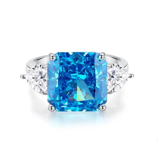 S925 silver pear cut 10*14 high carbon diamond 6 carat simple personality ring women's large diamond ring