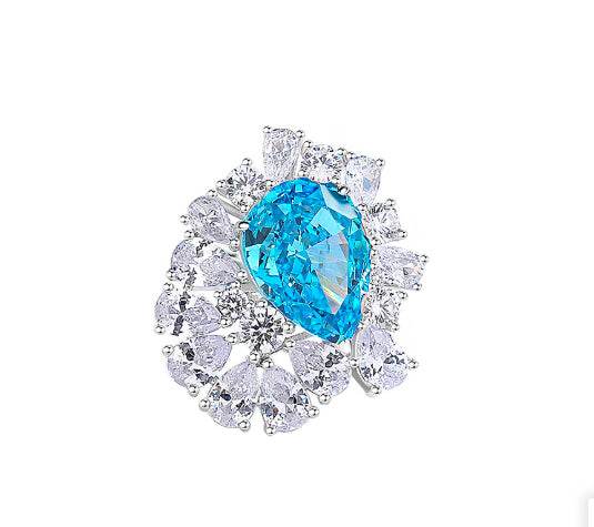 Emerald cut CZ diamond ring s925 silver heart-shaped 5-carat engagement ring