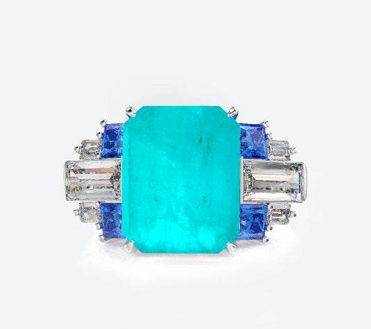 High carbon diamond 10 * 14mm water droplet emerald green wedding ring for women